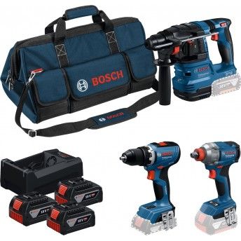 Kit ferramentas sem fio Aparafusadora GSR 18V-65 + Chave impacto GDX 18V-285 + Martelo GBH 18V-22 Pr