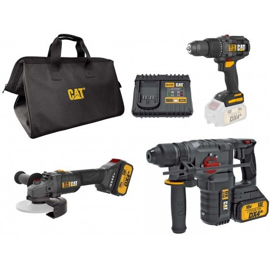 Kit1 18v  Aparafusadora DX1120 + Martelo DX2150 + Rebarbadora DX3131 + 2 baterias 4Ah + carregador +