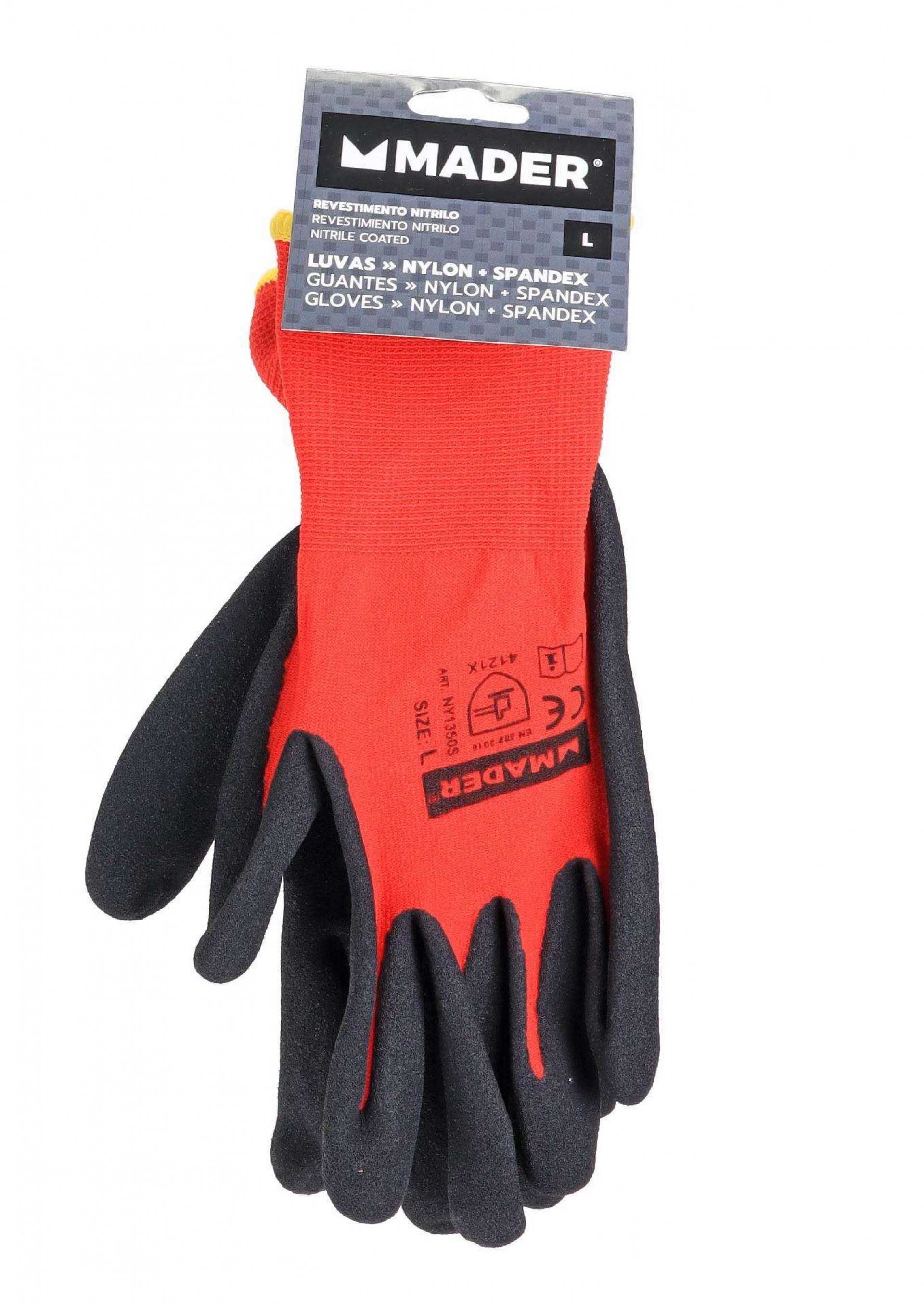 Luvas de Proteção, Nylon + Spandex, Nitrilo, L refª 96442 MADER