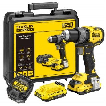 Aparafusadora V20 18V 80Nm brushless 2 baterias 2.0Ah refª SFMCD725D2K-QW STANLEY Aparafusadora V20 18V 80Nm brushless 2 baterias 2.0Ah refª SFMCD725D2K-QW STANLEY