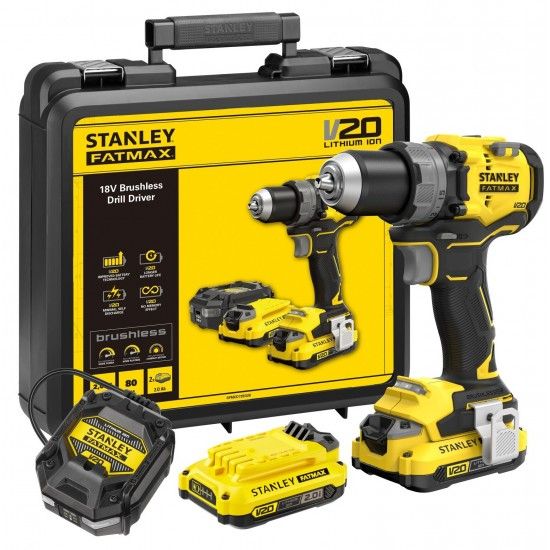 Aparafusadora V20 18V 80Nm brushless 2 baterias 2.0Ah refª SFMCD725D2K-QW STANLEY Aparafusadora V20 18V 80Nm brushless 2 baterias 2.0Ah refª SFMCD725D2K-QW STANLEY