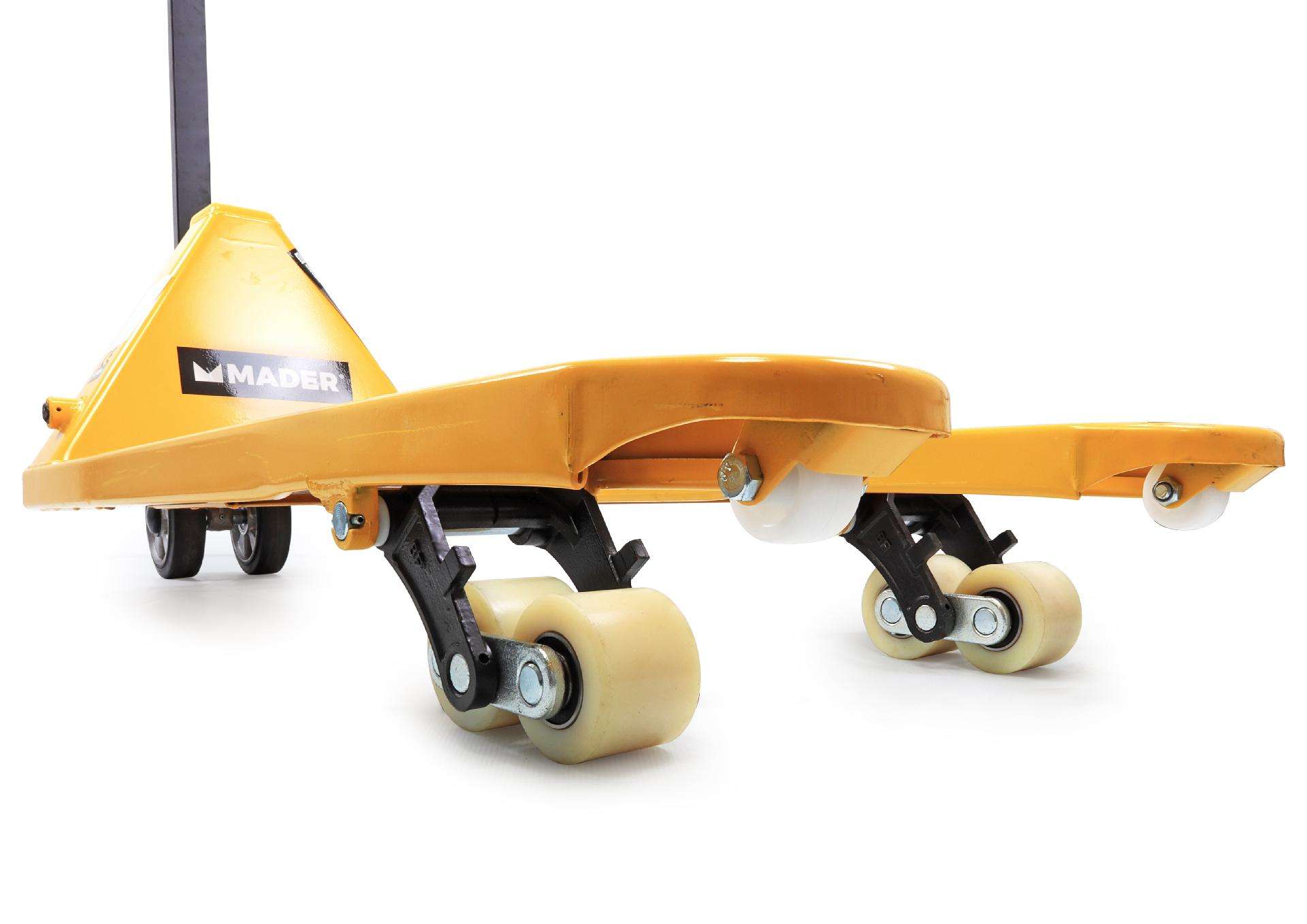 Porta-Paletes Hidráulico, 2.5Ton, 540mm, Roda Borracha + Nylon refª 65298 MADER