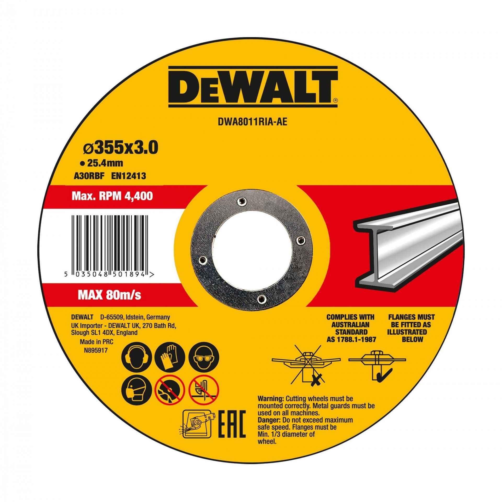 Disco corte metal Ø355mm refª DWA8011RIA-AE DEWALT