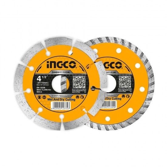 Conjunto 8 Discos Diamante 115mm (6 Segmentado, 2 Turbo)  refª DMD301153 INGCO Conjunto 8 Discos Diamante 115mm (6 Segmentado, 2 Turbo)  refª DMD301153 INGCO