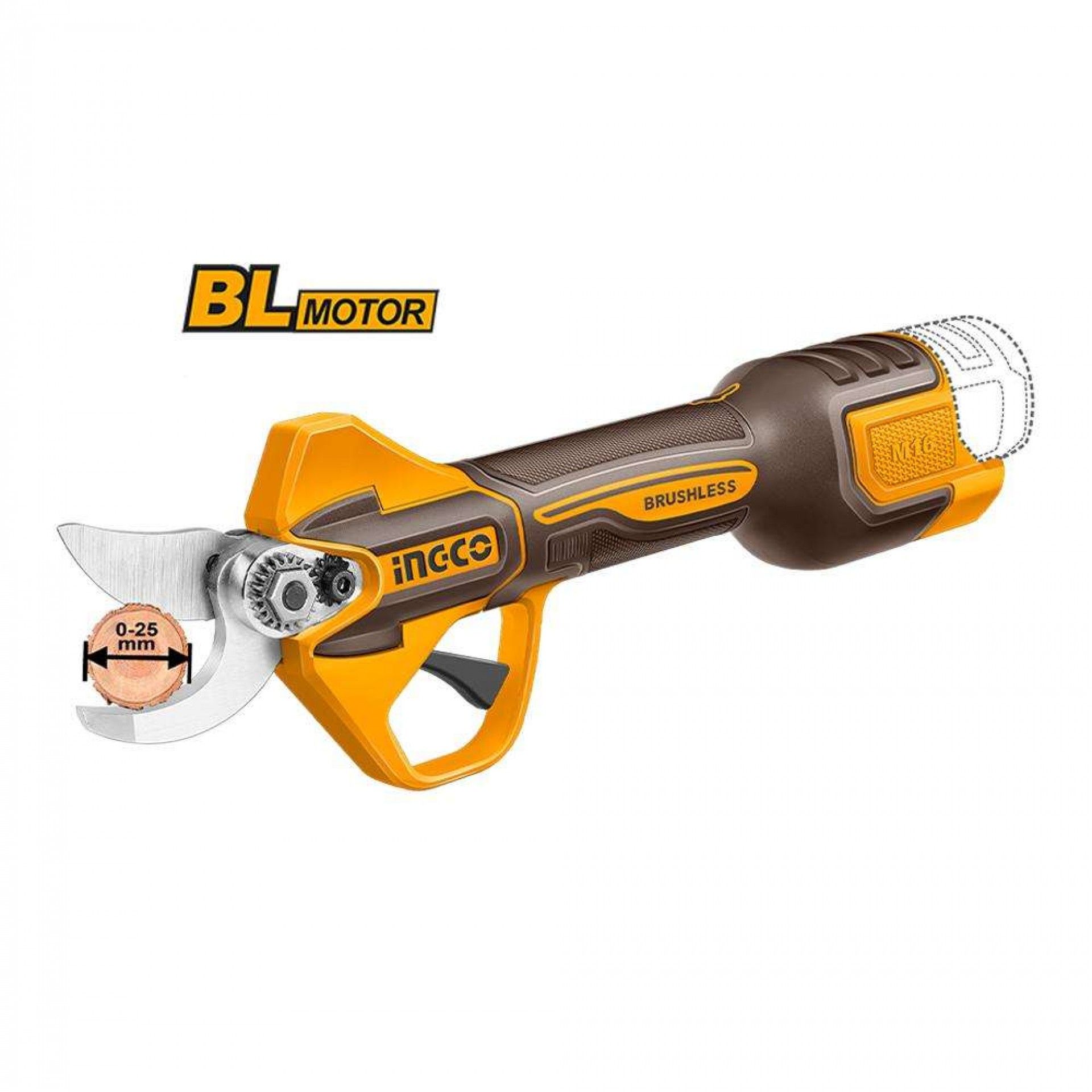 Tesoura Poda 16V 25Cm + 2Bat 2A + Ca + Mala refª CSSLI162582E INGCO