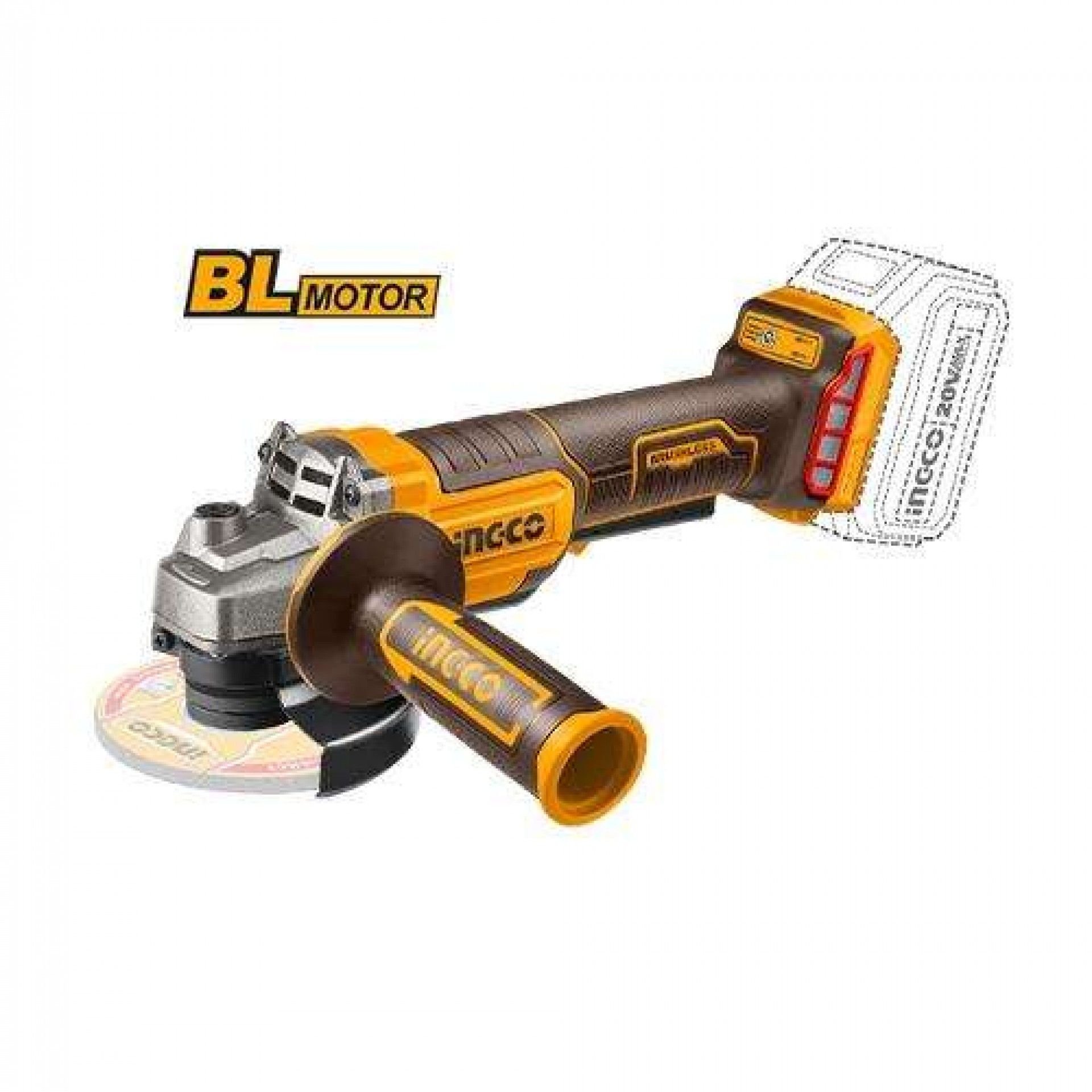 Rebarbadora 20V Brushless 115mm Max 1000W  refª CAGLI211156 INGCO