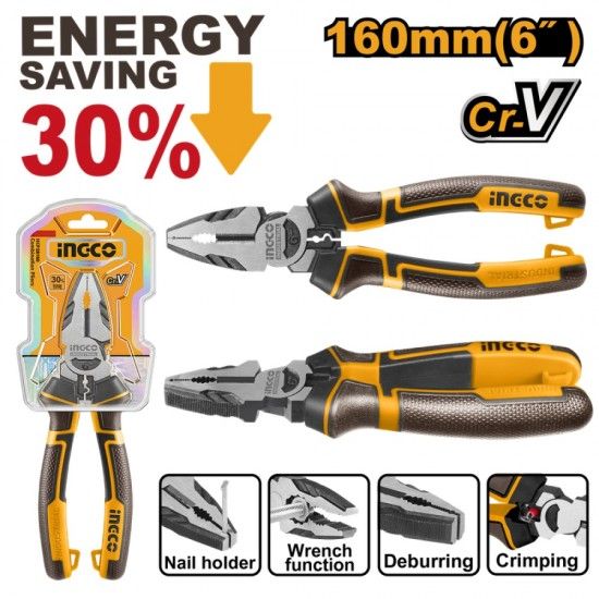 Alicate Universal 160mm Alta Alavancagem  refª HHCP28160 INGCO Alicate Universal 160mm Alta Alavancagem  refª HHCP28160 INGCO