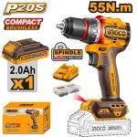 Aparafusadora 20V Brushless 55Nm + 1 Bat 2A + Ca + Mala  ref CDLI205582E IngCo