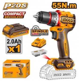 Aparafusadora 20V Brushless 55Nm + 1 Bat 2A + Ca + Mala  refª CDLI205582E IngCo Aparafusadora 20V Brushless 55Nm + 1 Bat 2A + Ca + Mala  refª CDLI205582E IngCo