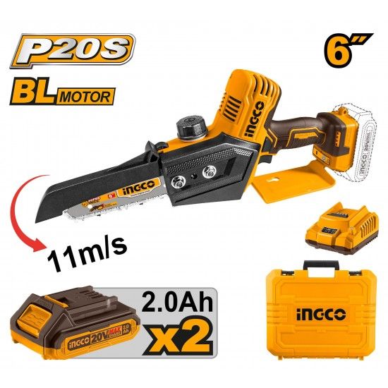 Mini Podadora 20V Brushless 15Cm + 2 Bat 2A + Carregador + Mala refª CGSLI20686 IngCo Mini Podadora 20V Brushless 15Cm + 2 Bat 2A + Carregador + Mala refª CGSLI20686 IngCo