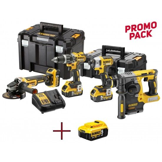 KIT 4 ferramentas c/3 baterias 5.0Ah +1 Bateria 5.0Ah (extra) e 2 malas refª DCK422P3T_DCB184 DEWAL KIT 4 ferramentas c/3 baterias 5.0Ah +1 Bateria 5.0Ah (extra) e 2 malas refª DCK422P3T_DCB184 DEWAL