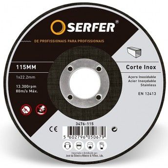Disco de corte 115x1x22.2mm 10pç refª 3476-115 Serfer Disco de corte 115x1x22.2mm 10pç refª 3476-115 Serfer