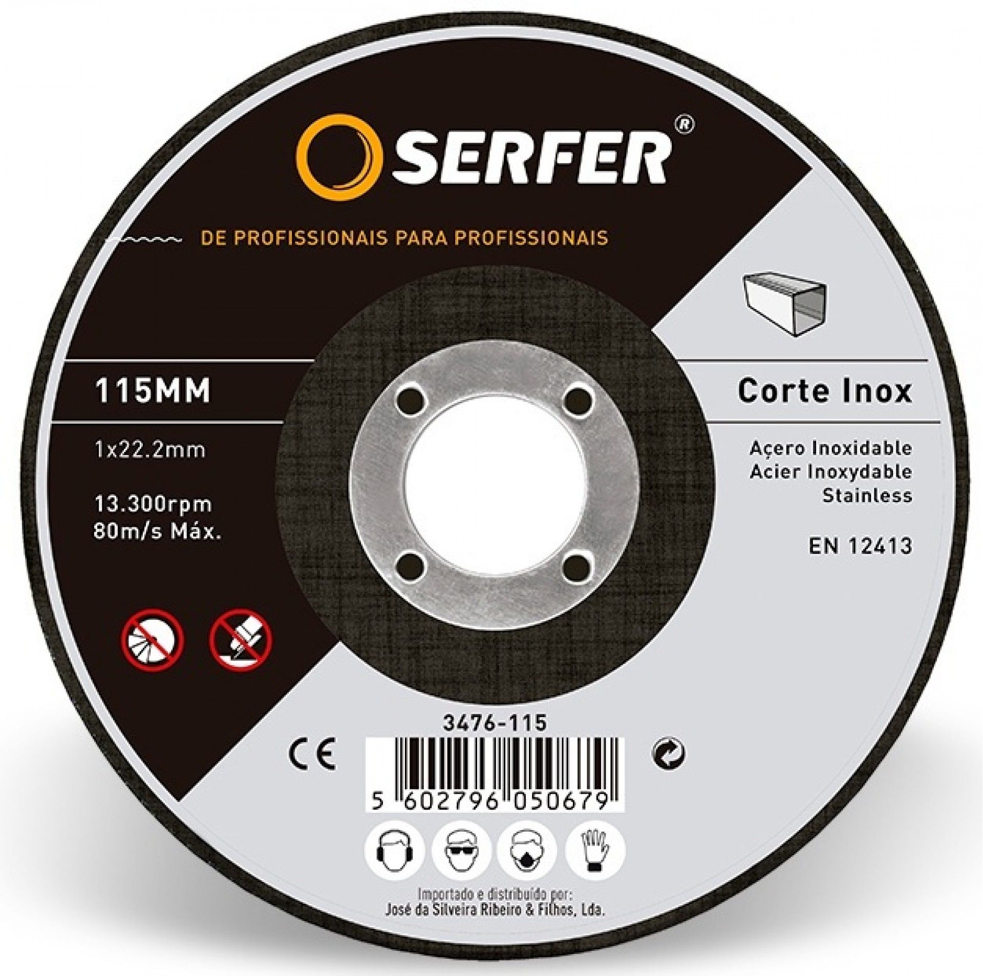 Disco de corte 115x1x22.2mm 10pç refª 3476-115 Serfer