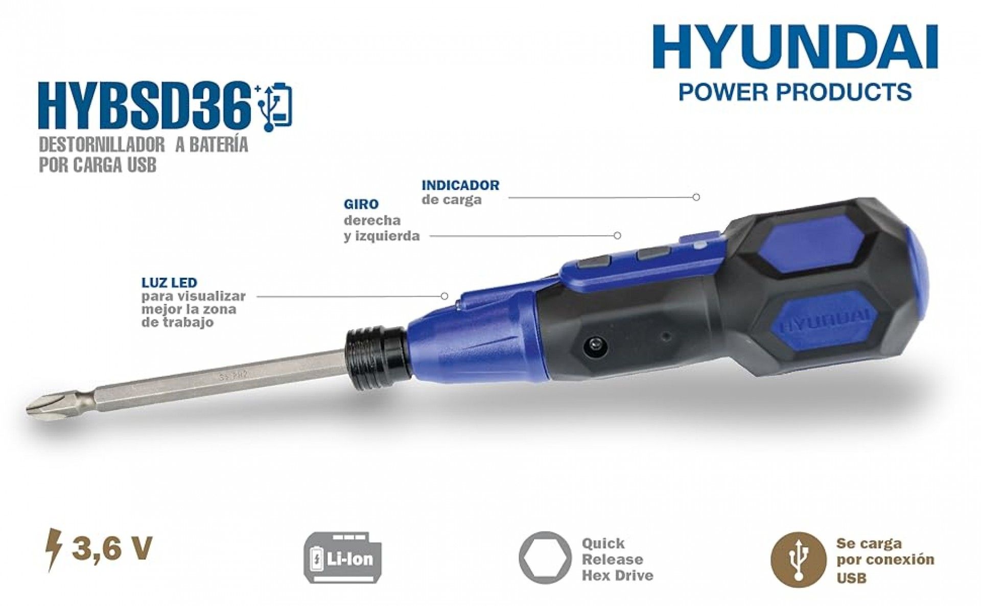 Aparafusadora 10Nm 3.6V refª HYBSD36 HYUNDAI
