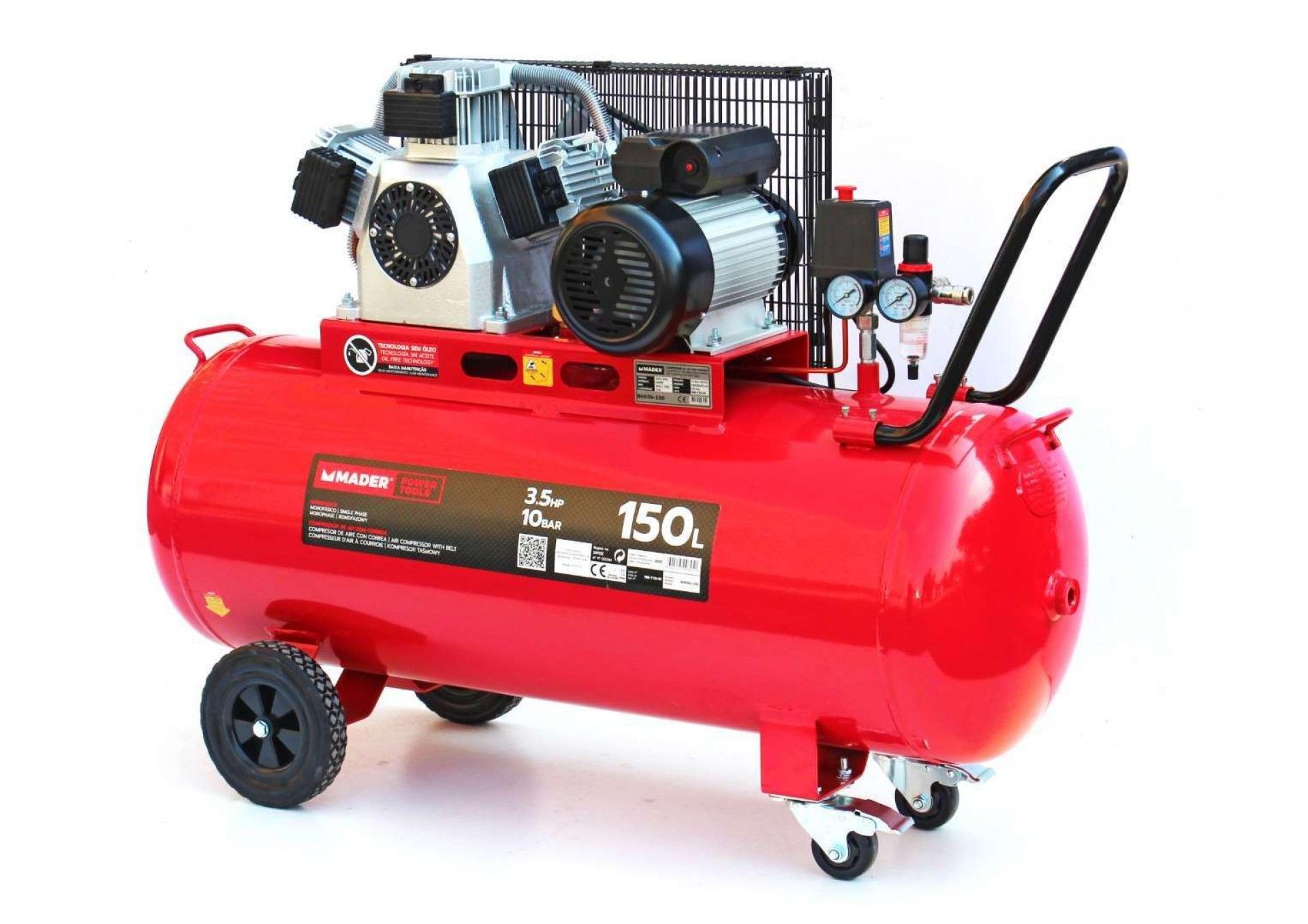 Compressor de Ar, com 2 Saídas, 150L, 3.5Hp, 10Bar refª 09345 MADER