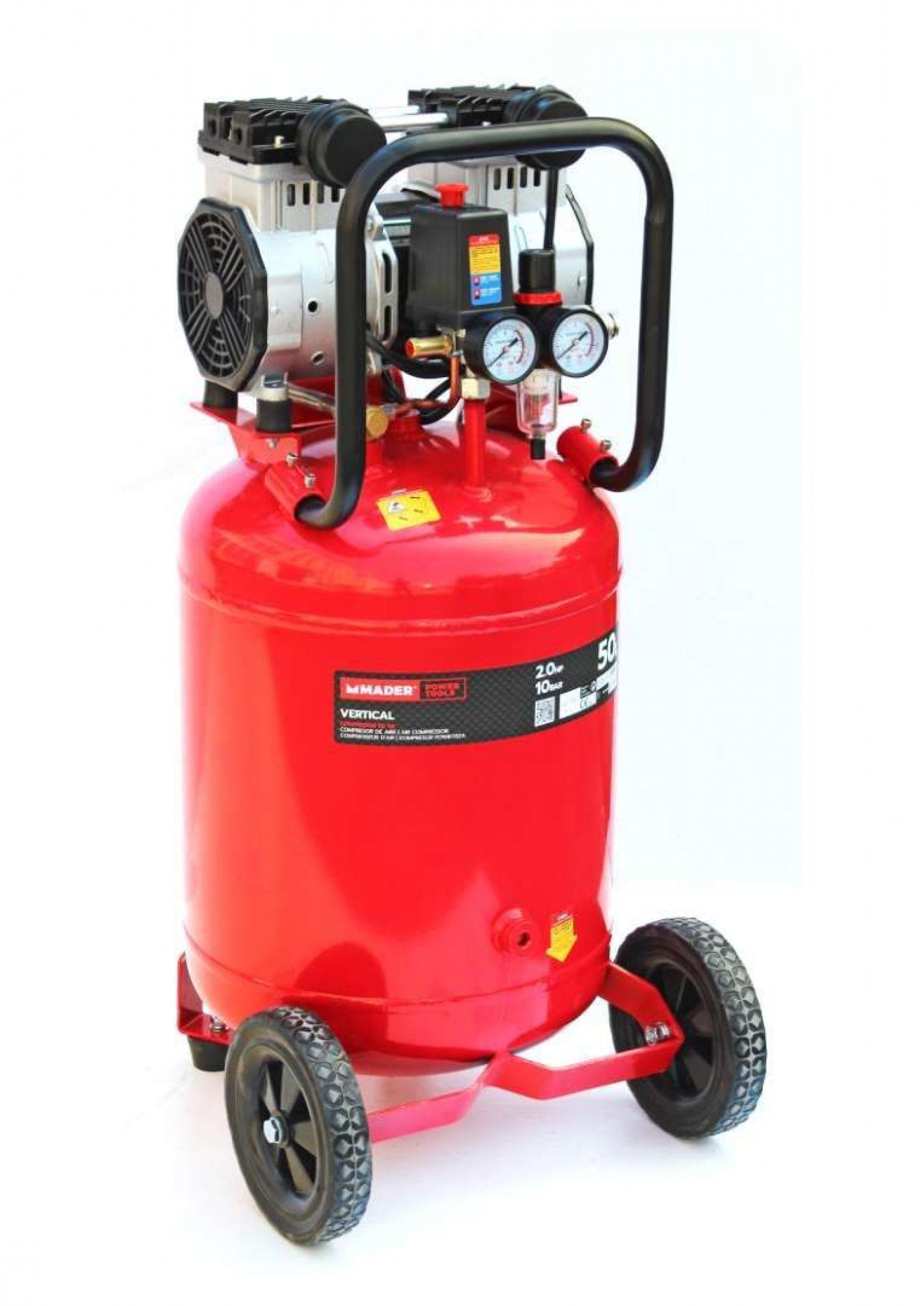 Compressor de Ar, Vertical, 50L, 2Hp, 10Bar, Silencioso refª 09341 MADER