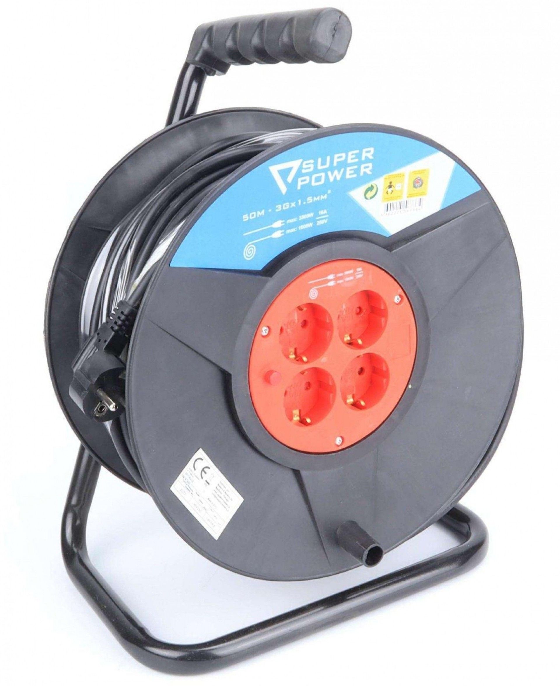 Extensão Elétrica, com Enrolador, 50m refª 56733 SUPER POWER_OUT