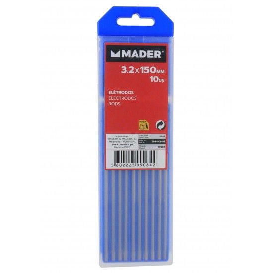 Elétrodos, Tungsténio, Ø3.2x150mm, 10un ref. 99084 MADER Elétrodos, Tungsténio, Ø3.2x150mm, 10un ref. 99084 MADER