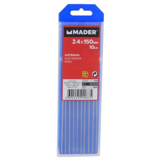 El�trodos, Tungst�nio, �2.4x150mm, 10un ref. 99083 MADER