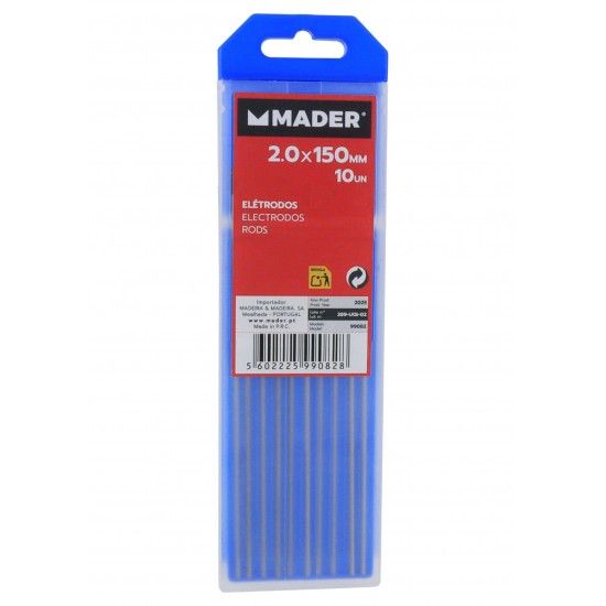 Elétrodos, Tungsténio, Ø2x150mm, 10un ref. 99082 MADER Elétrodos, Tungsténio, Ø2x150mm, 10un ref. 99082 MADER
