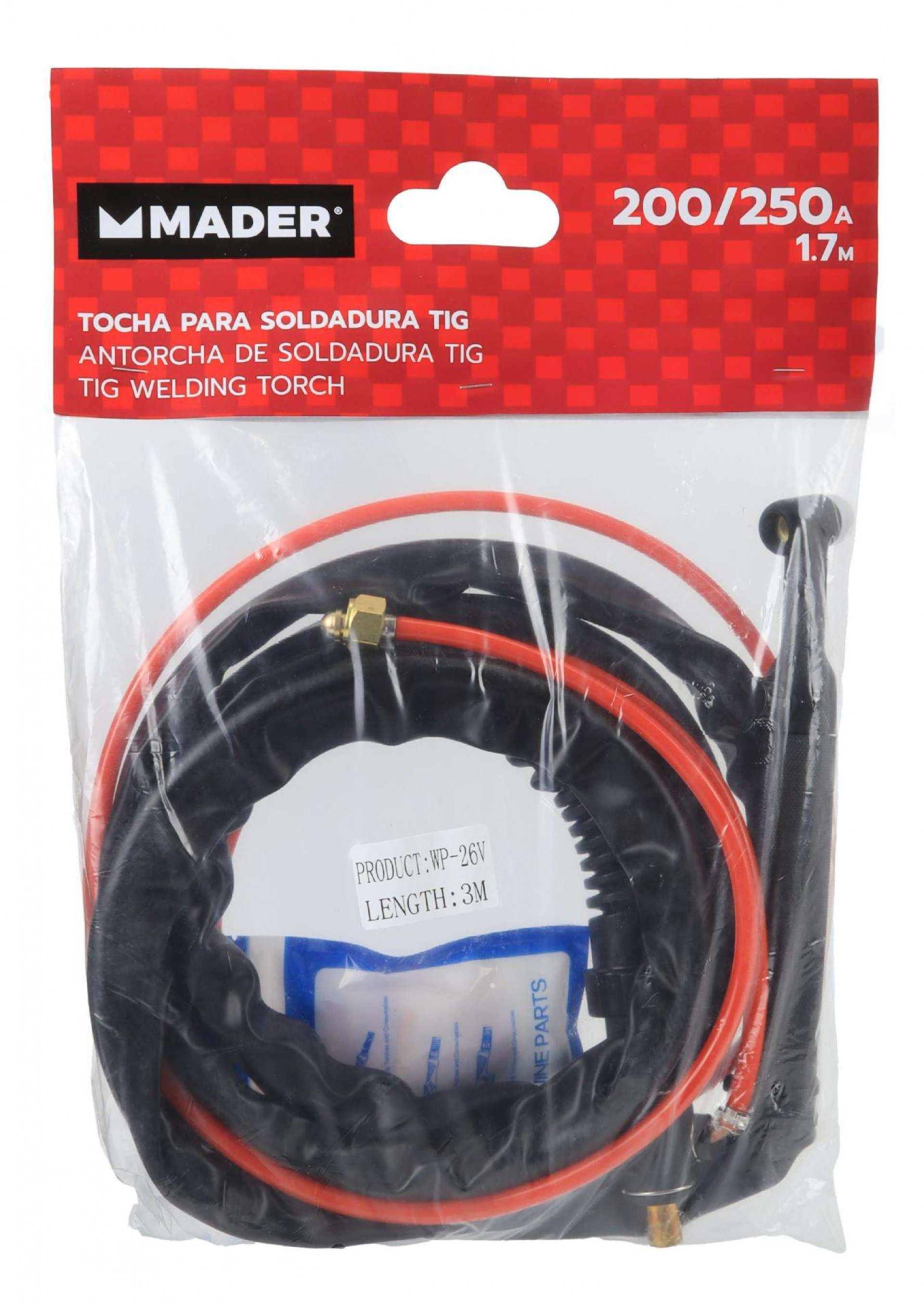 Tocha para Soldadura TIG, 200/250A, 1.7m ref. 63488 MADER