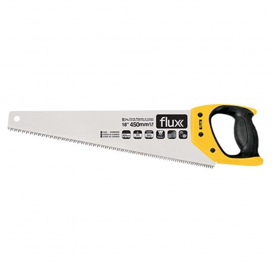 Serrote Carpinteiro Folha Larga 450mm Cabo Bimateria  ref� FSCFL450CB FLUX