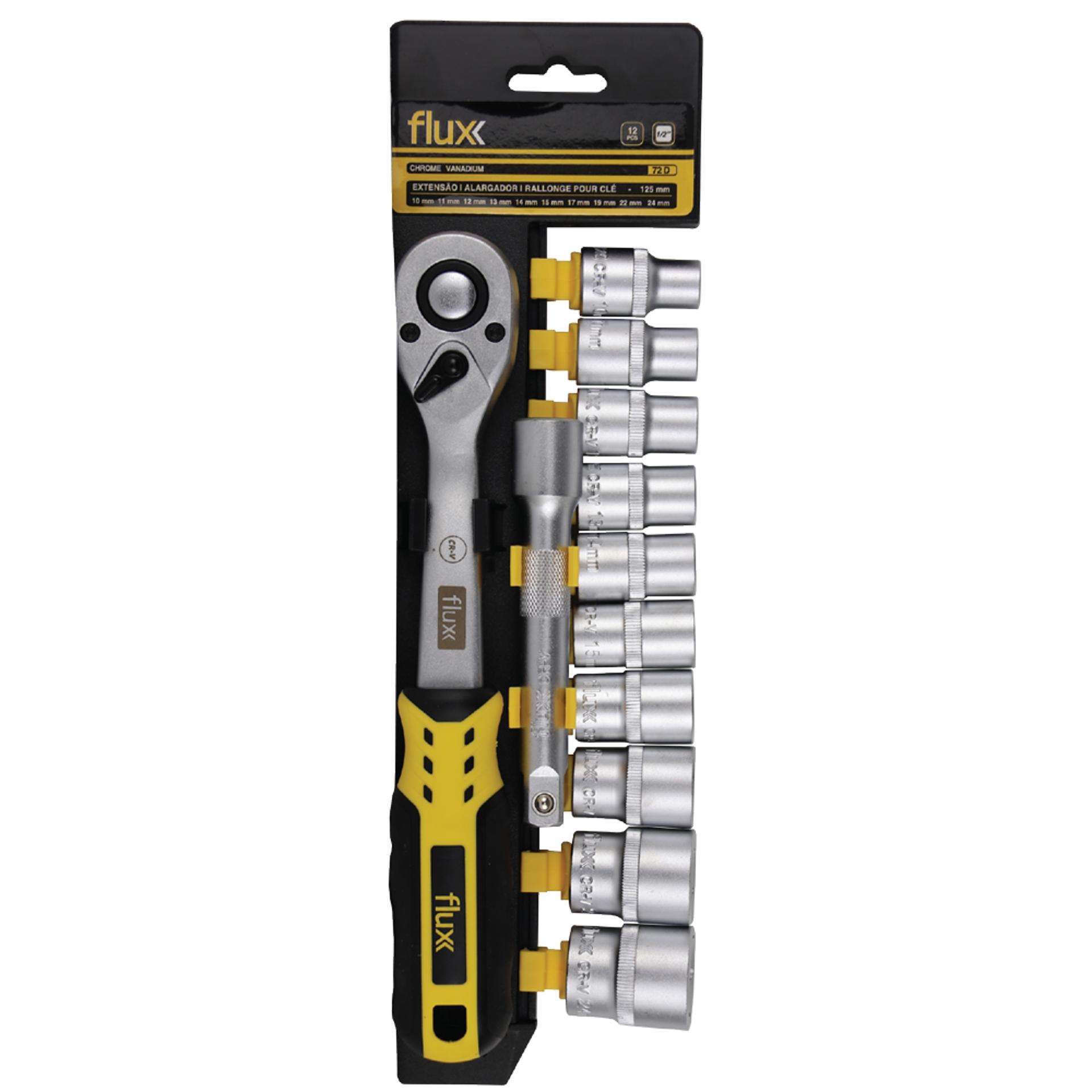 Conjunto Chave Caixa Crom. Vanadium 12Pçs 1/4 refª FCCCCV1214 FLUX
