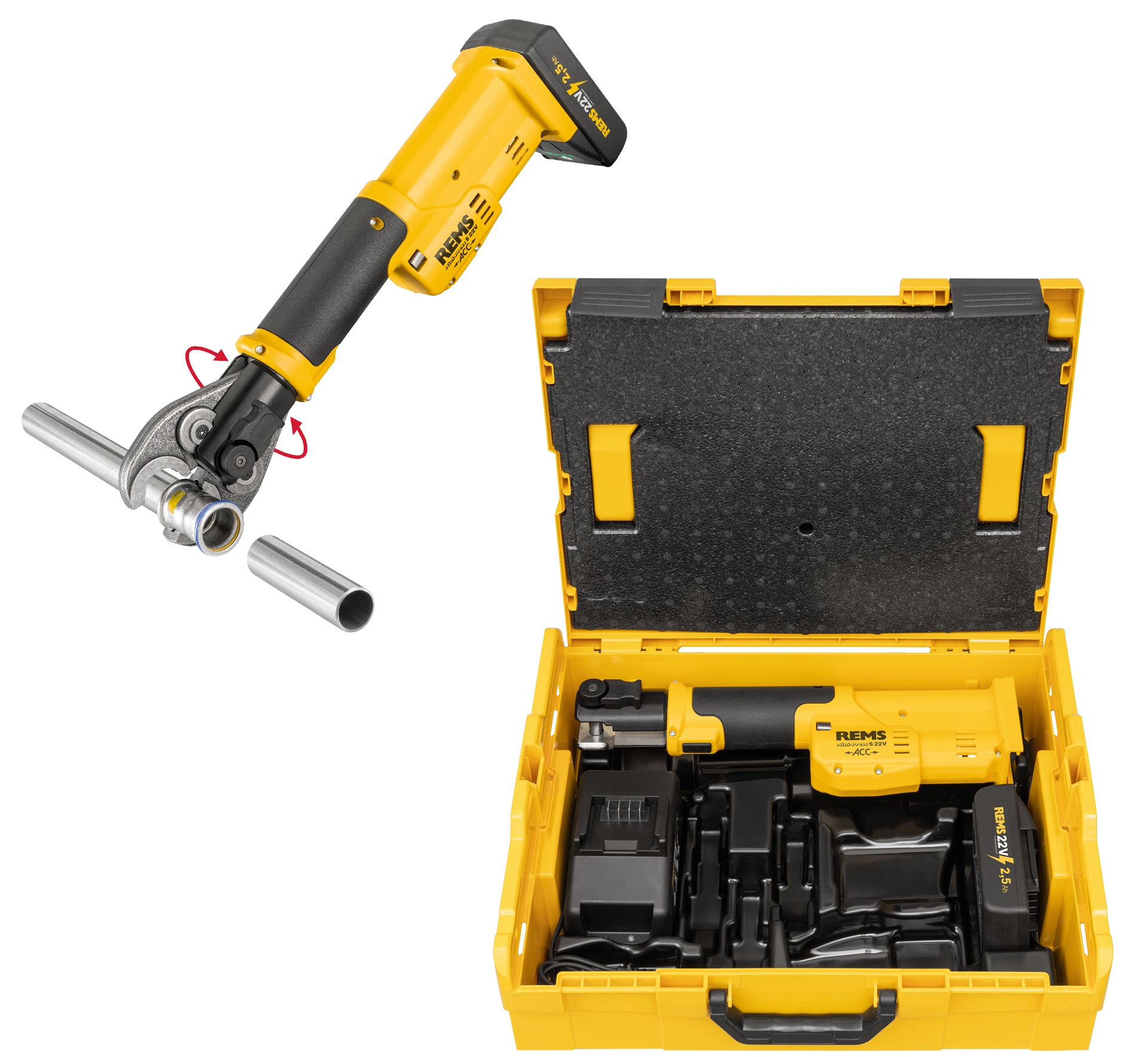 Mini-Press S 22v ACC + 1 bat 2.5Ah + L-Boxx refª 578016_R220 REMS