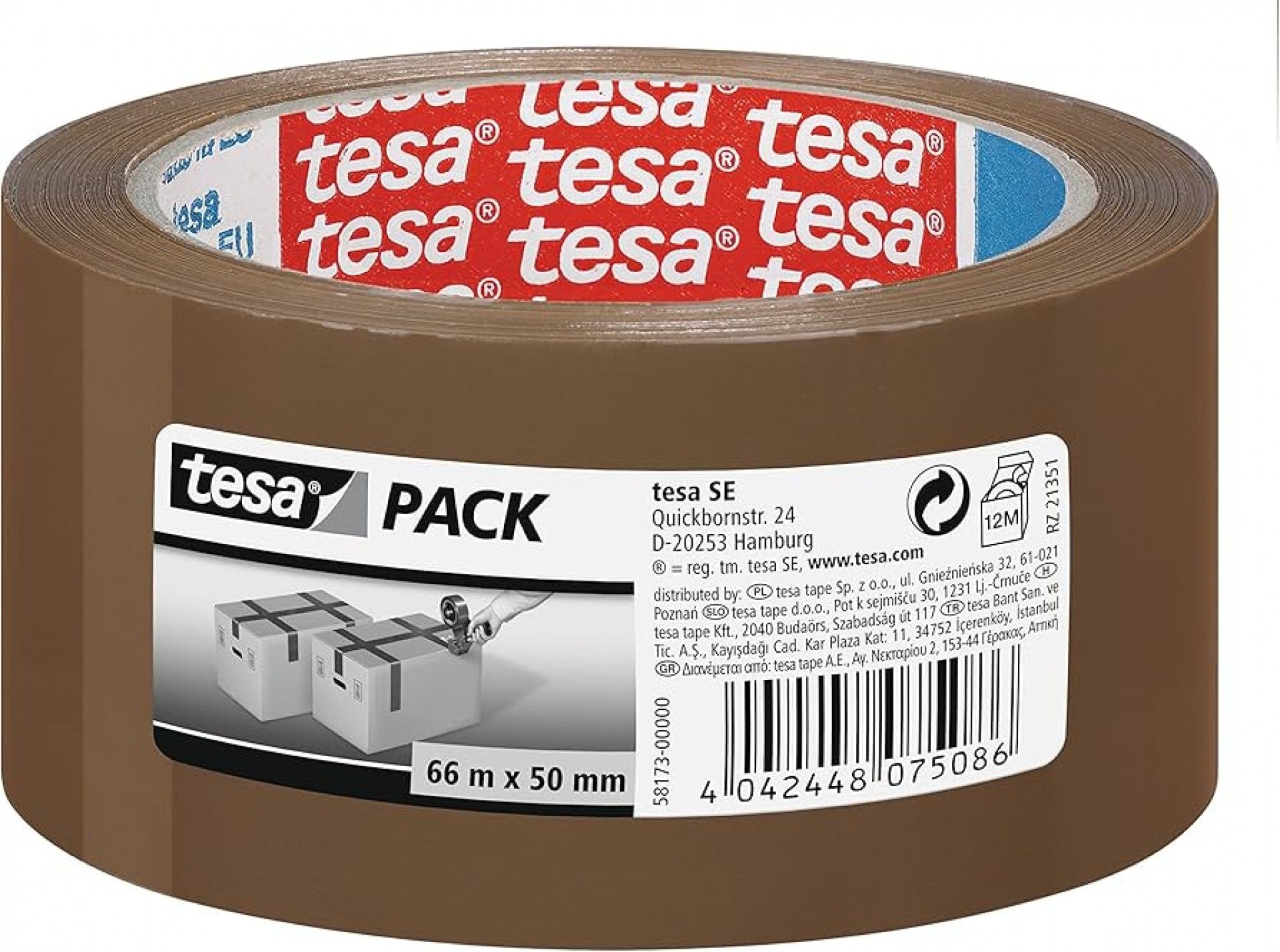 Fita adesiva 66mx50mm castanha TESA