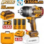 Chave De Impacto 20V brushless 1350Nm + 2 Bat 5A + Carregador + Mala  ref� CIWLI20135E IngCo