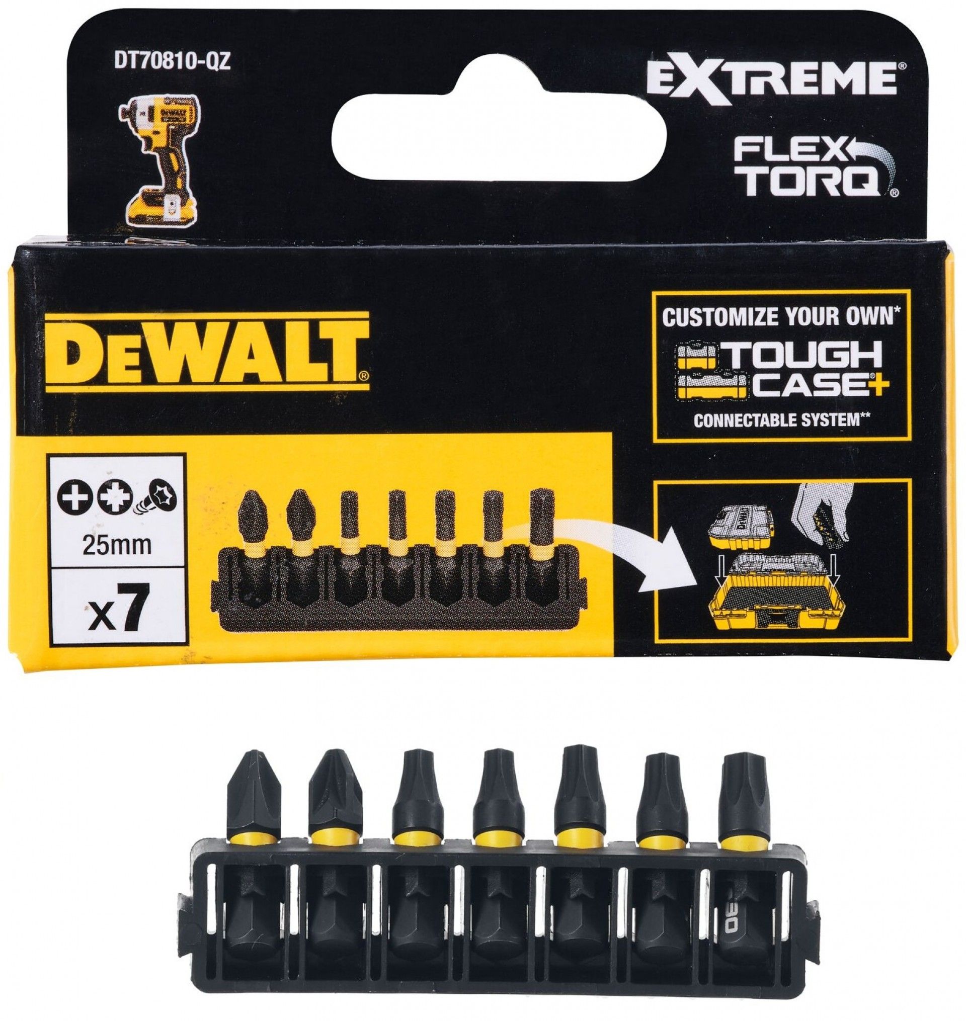 Bits torção Ph2, Pz2 e torx 7pç refª DT70810-QZ DEWALT