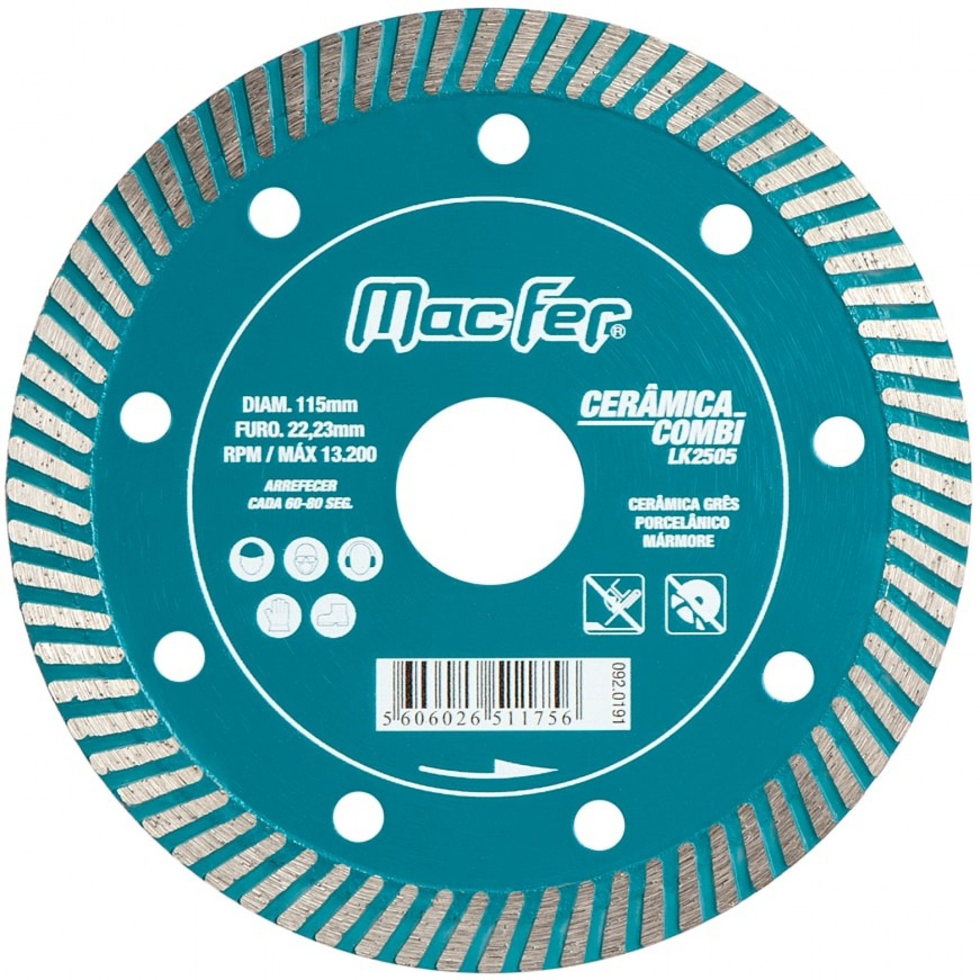 Disco diamantado Cerâmica Combi LK2505 115mm 5pç refª 092.0192 MACFER