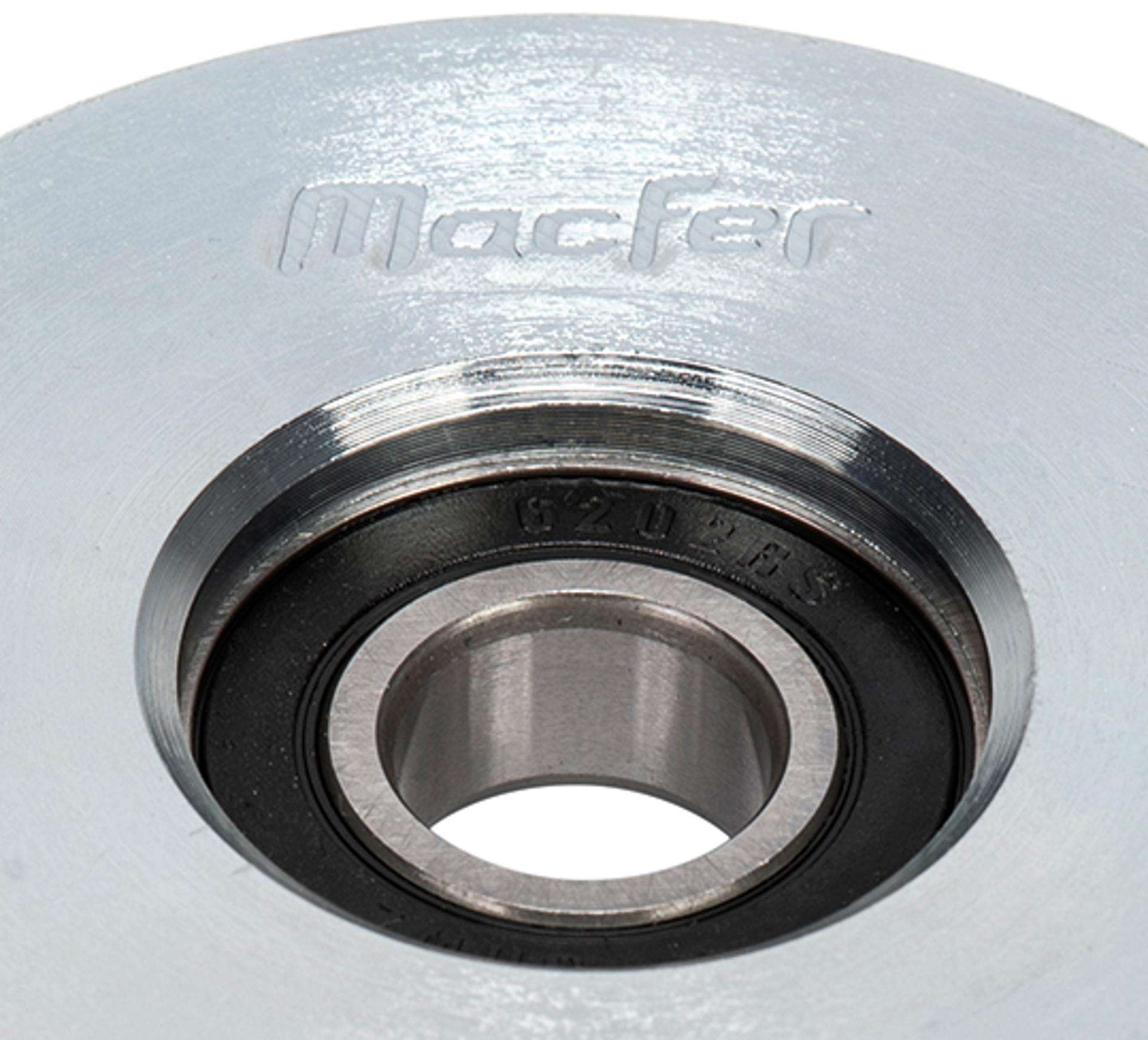 Roda "U" com parafuso 1 rolamento galvanizada U1P 60x17mm (M10 55mm) refª 206.0003 MACFER