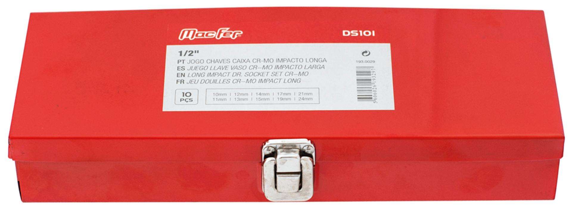 Jogo chaves impacto ½ 78mm 10~24mm 10pç refª 193.0029 MACFER