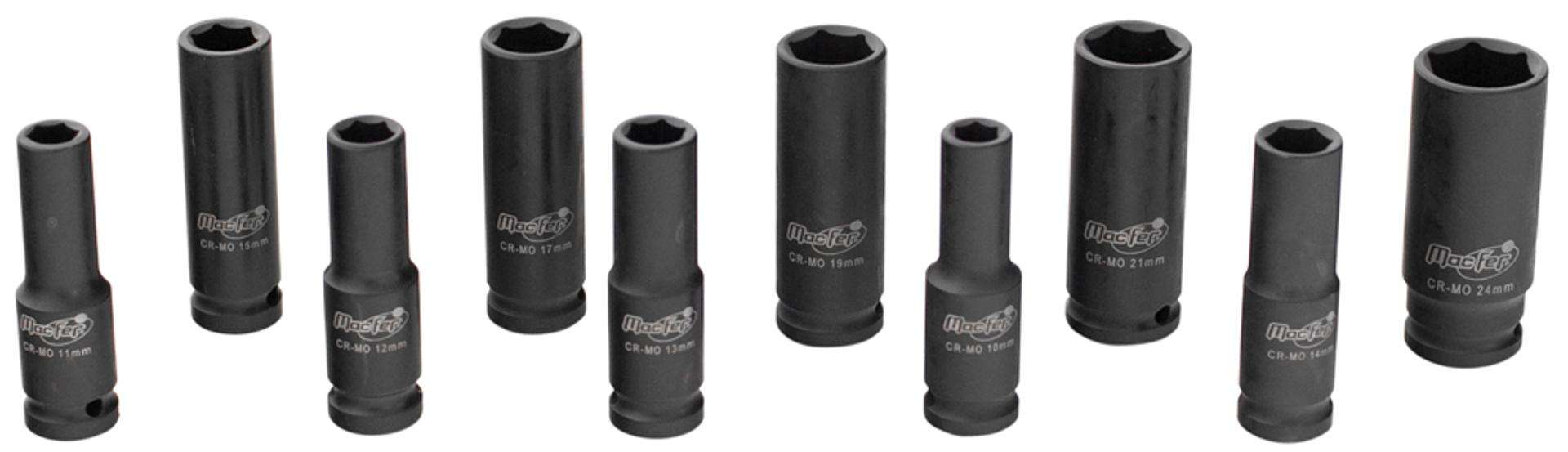 Jogo chaves impacto ½ 78mm 10~24mm 10pç refª 193.0029 MACFER