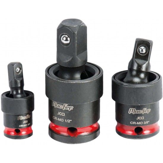 Jogo cardans caixa Cr-Mo impacto 1/4" + 3/8" + 1/2" (3p�s) MacFer [193.0027]