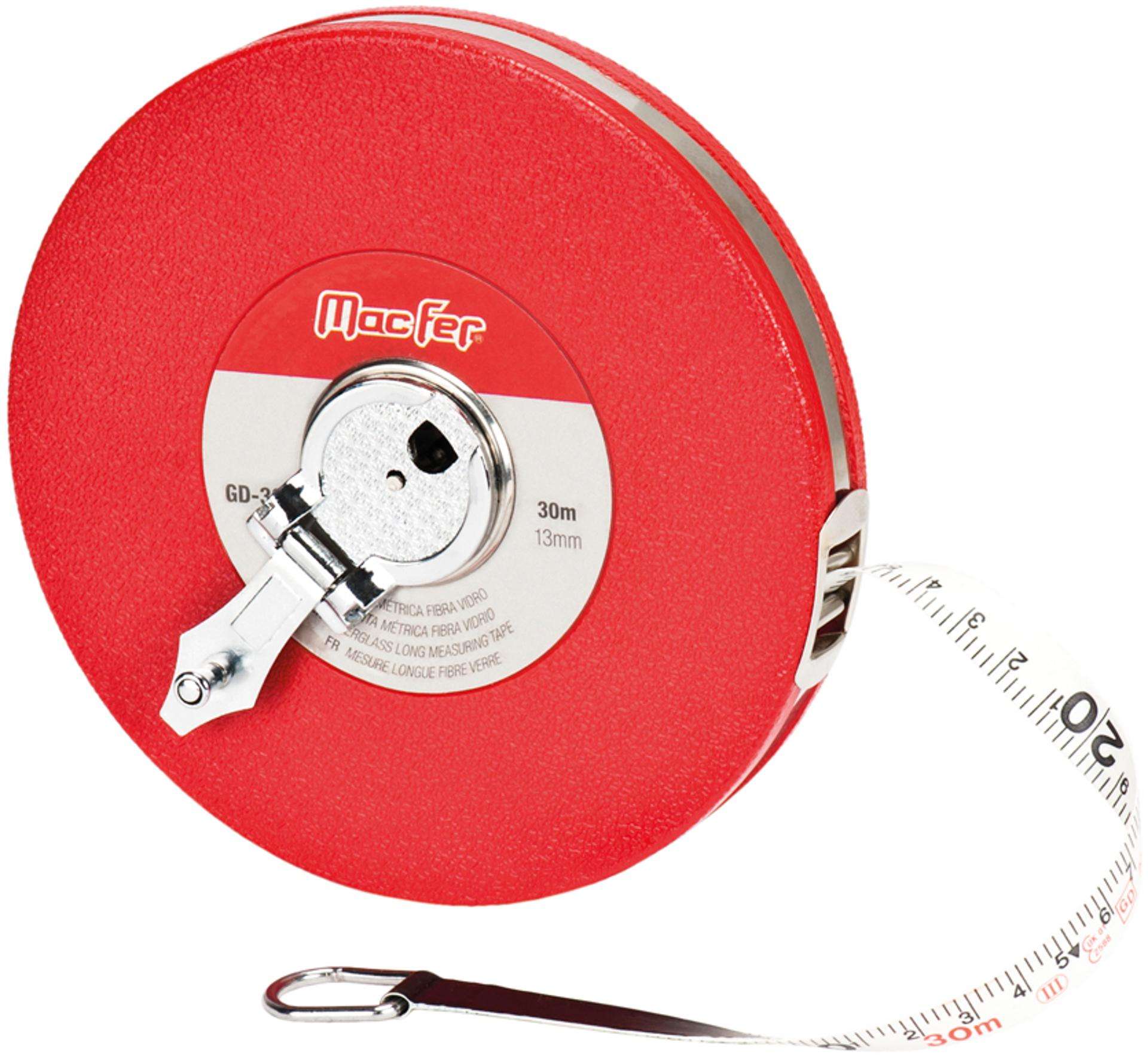 Fita métrica fibra vidro MacFer GD-3001 30m 13mm refª 185.0088 MACFER
