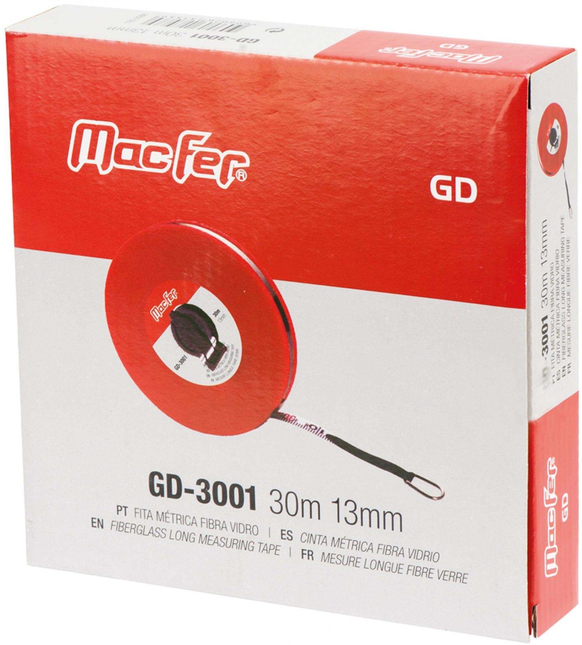 Fita métrica fibra vidro MacFer GD-3001 30m 13mm refª 185.0088 MACFER