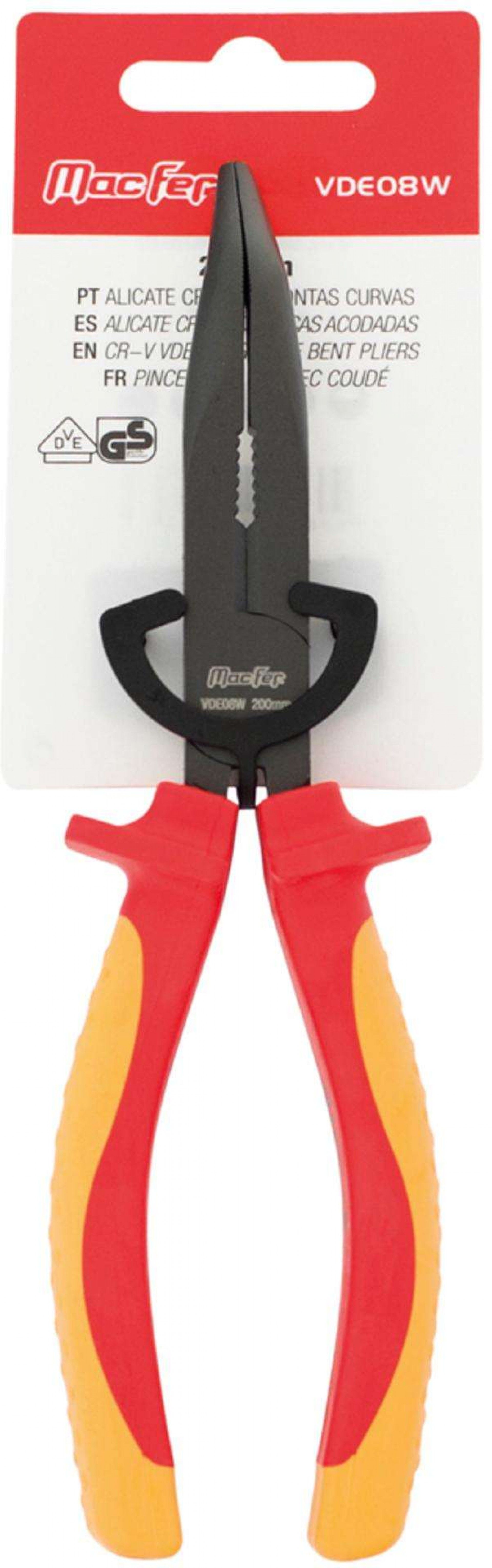 Alicate Cr-V VDE pontas curvas MacFer VDE08W 200mm refª 183.0084 MACFER