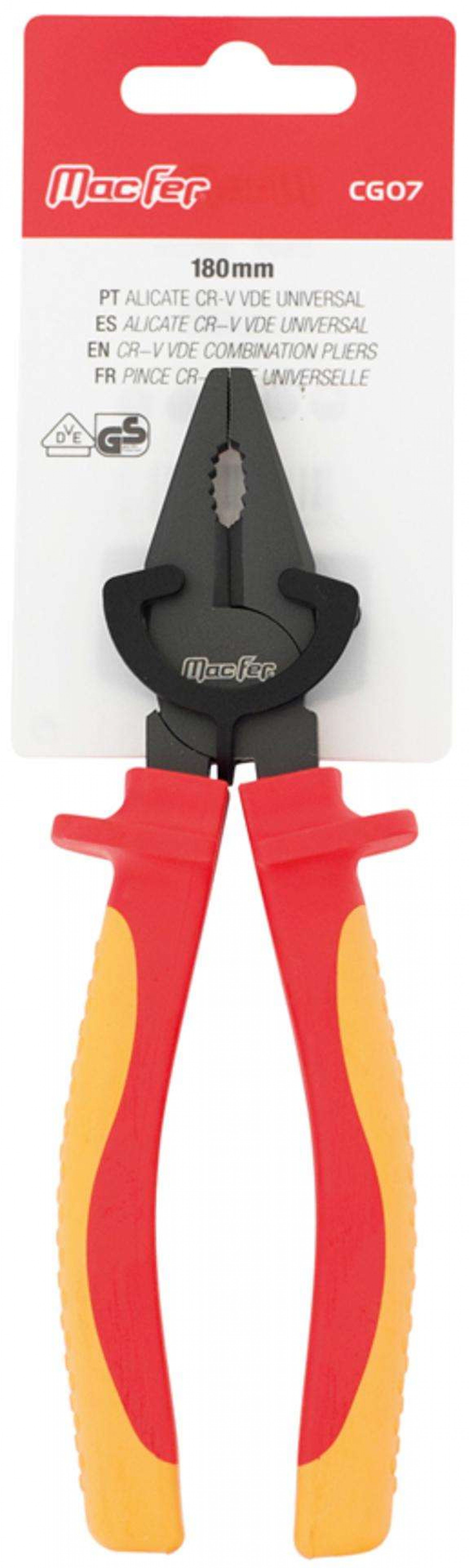 Alicate Cr-V VDE uni. MacFer CG07 180mm refª 183.0081 MACFER