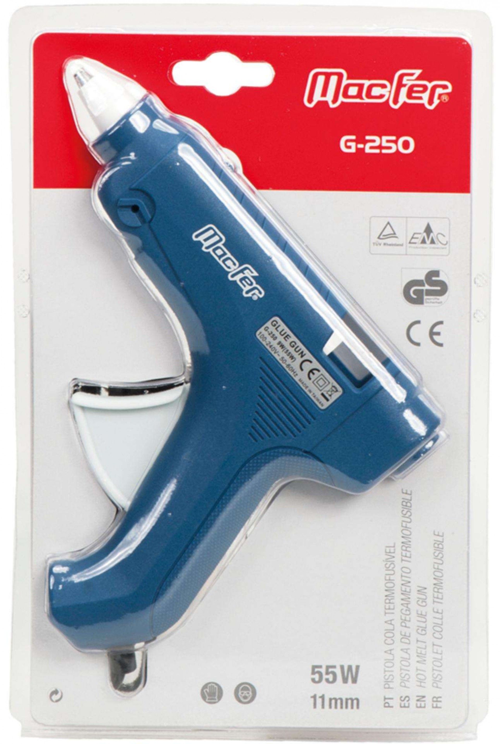 Pistola cola termofusível MacFer G-250 55W 11mm refª 181.0001 MACFER