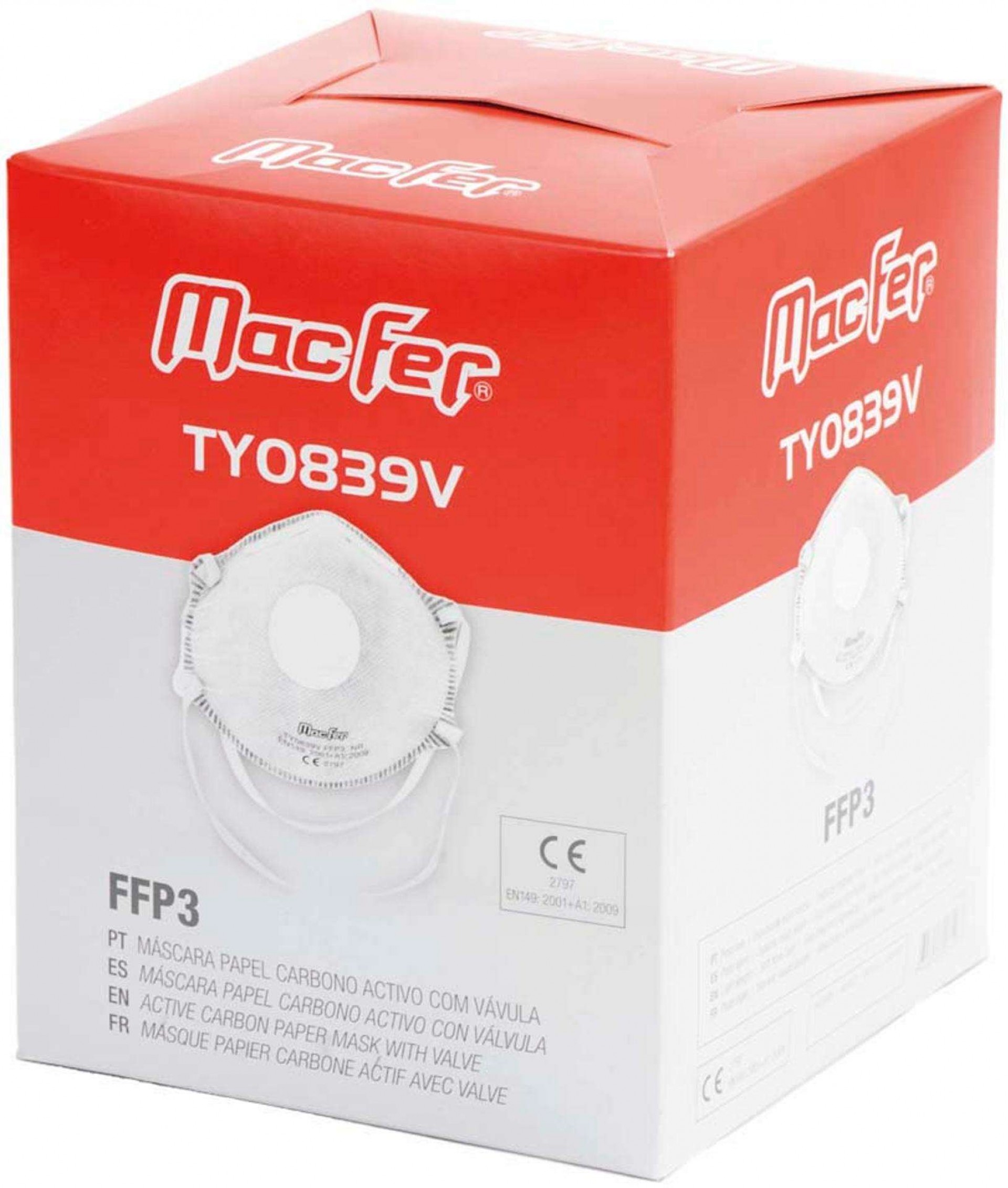 Más. papel carb. act. c/ vál. MacFer TY0839V FFP3 refª 171.0007 MACFER