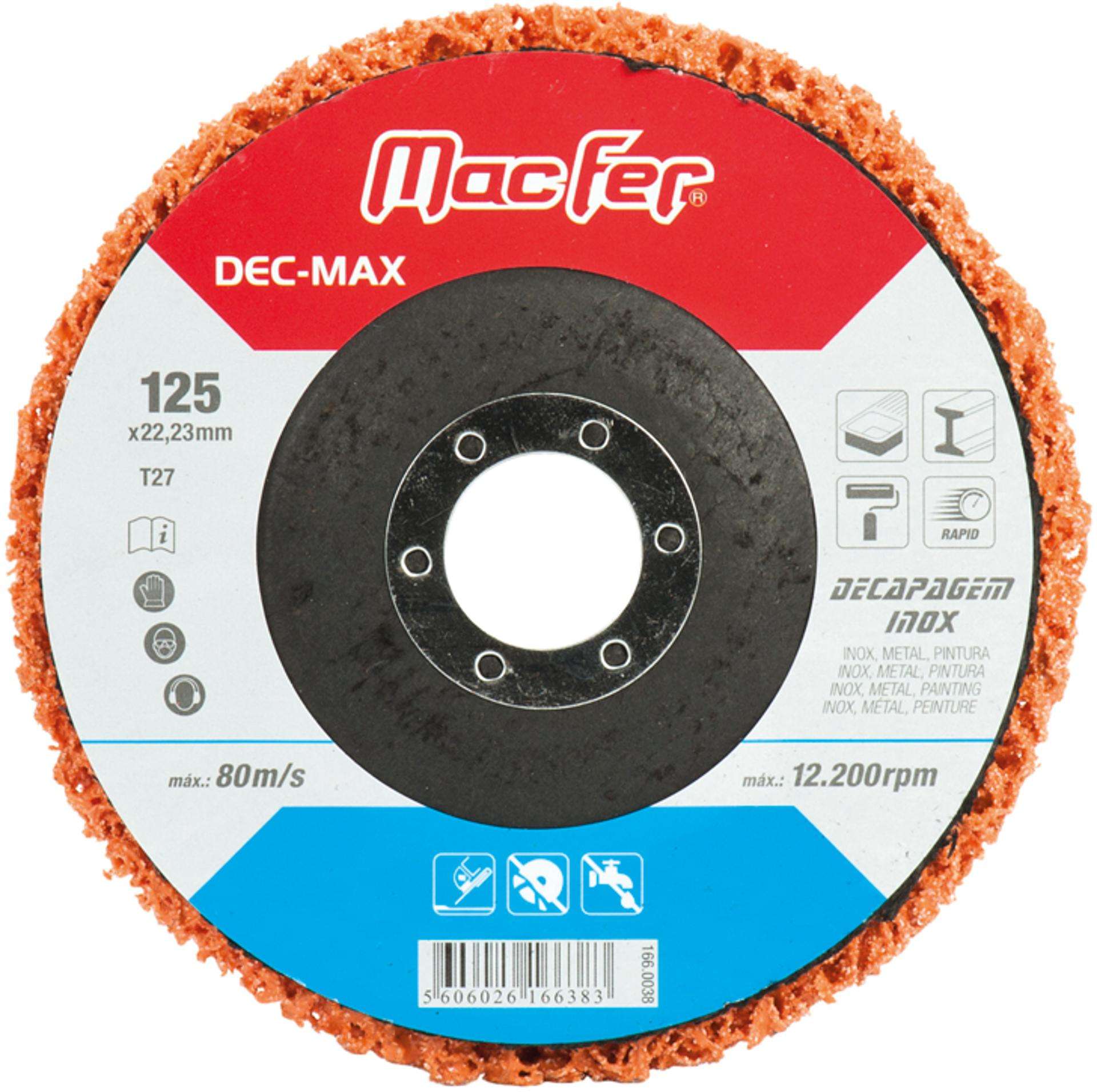 Disco decapagem 115mm p/ inox DEC-MAX refª 166.0037 MACFER