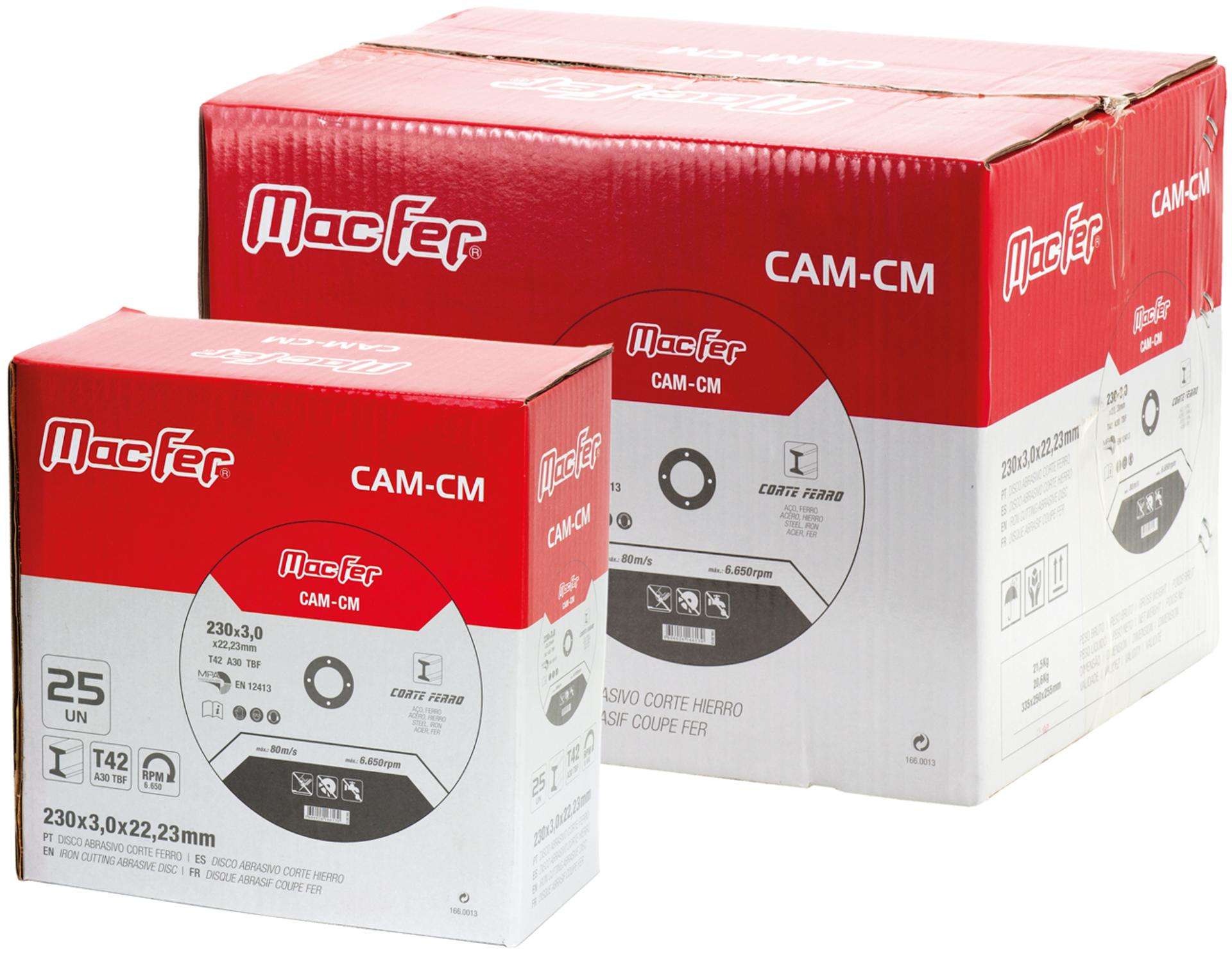 Disco abrasivo corte ferro MacFer CAM-CM 125x3,0x22,23mm refª 166.0011 MACFER