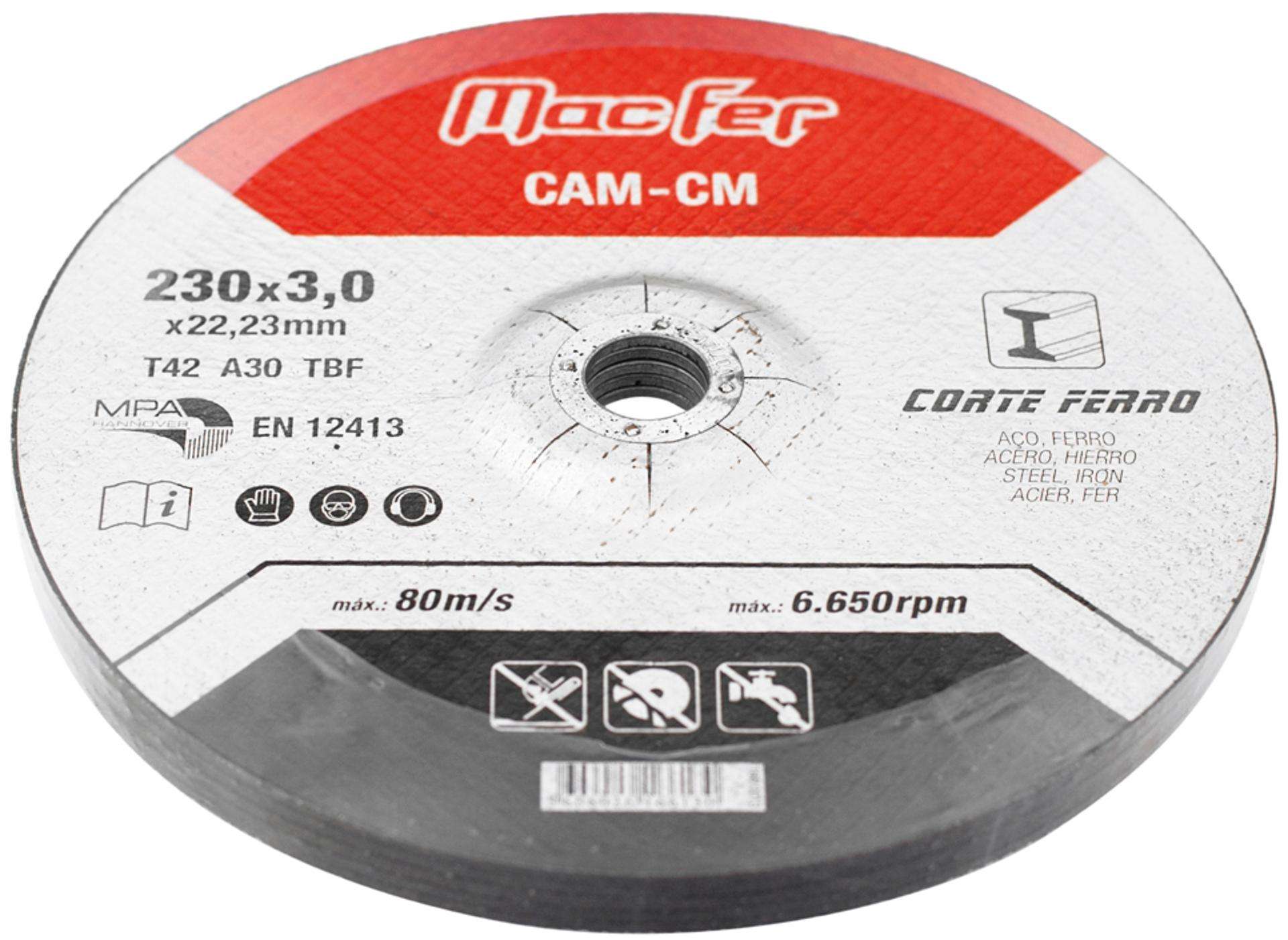 Disco abrasivo corte ferro MacFer CAM-CM 125x3,0x22,23mm refª 166.0011 MACFER
