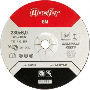Disco abrasivo rebarbar ferro MacFer GM 125x6,0x22,23mm ref� 165.0021 MACFER