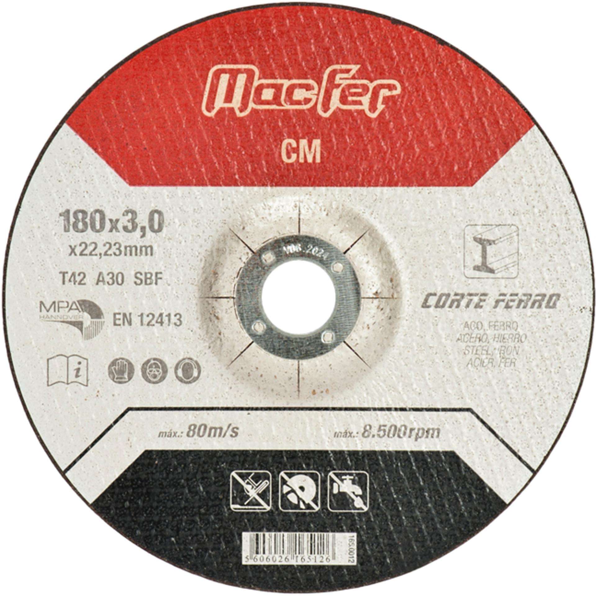 Disco abrasivo corte ferro MacFer CM 350x3,0x25,4mm refª 165.0018 MACFER