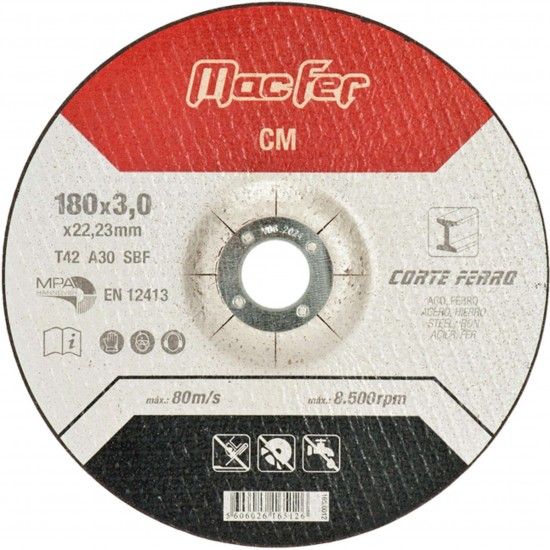 Disco abrasivo corte ferro MacFer CM 300x3,0x25,4mm refª 165.0017 MACFER Disco abrasivo corte ferro MacFer CM 300x3,0x25,4mm refª 165.0017 MACFER