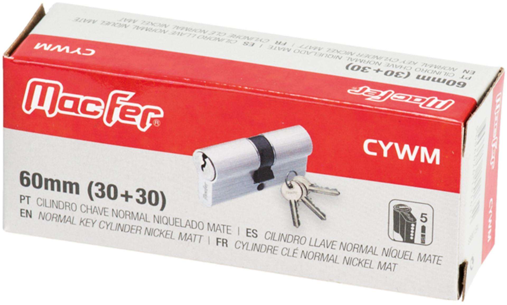 Cil. ch. normal mf CYWM-KAS1 60mm (30+30) niq. mate refª 151.0060 MACFER
