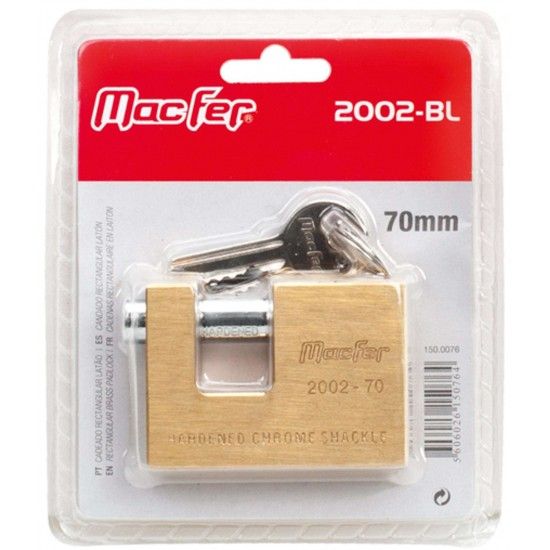 Cadeado rect. latão mf 2002-60-BL 60mm refª 150.0075 MACFER Cadeado rect. latão mf 2002-60-BL 60mm refª 150.0075 MACFER